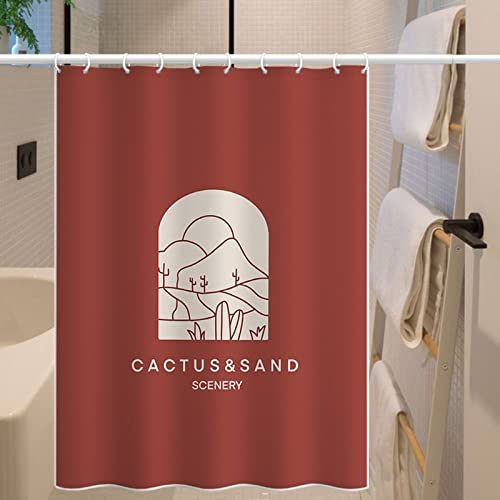 Duschrollo 80 cm Breit für Dusche, Duschvorhänge Rot Kaktus und Sand Bath Curtain Anti Mould Schmales Duschrollo