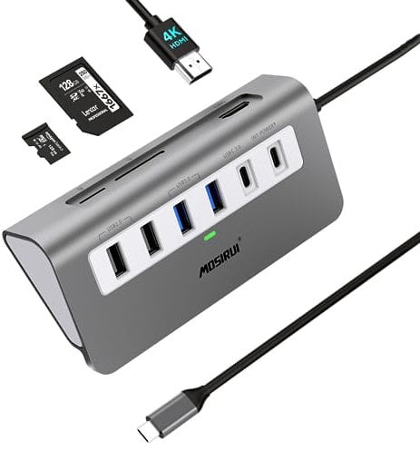 mosirui USB C Docking Station 9 in 1USB C Hub Laptop Multiport Adapter with 4K HDMI,USB3.0&USB C3.0,PD100W,SD/TF for Dell XPS Surface HP Lenovo