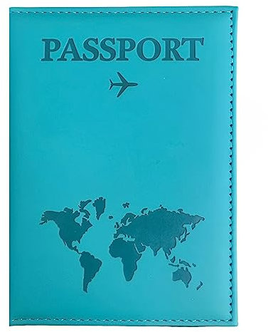 SamHeng Mappa Porta Passaporto, Portatile Universale Copertura del Passaporto per Donne Uomini, Pelle PU Aereo Portafoglio da Viaggio Portacarte per Carte di Credito Carte d'imbarc (Lago Blu)