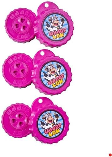 UdderLok - The Original Patented Milk Bottle Lock - Milk Sharers Tea Round Pack – Pink Hearts - Pack of 3