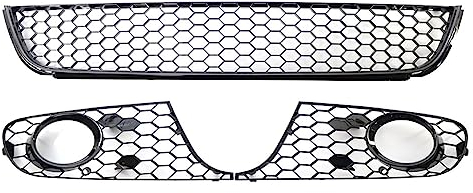 Front Kühlergrille Für VW Für Golf 6 Für Jetta Für MK6 2009-2013 3 Teile/satz Auto ABS Honeycomb Front Lower Bumper Mesh Grille Nebel Licht Grill Kühlergitter (Farbe : Verison 2)