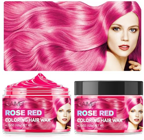 Hair Colour Cera, Cera Temporanea per Capelli, gel colorato per capelli Uomo e Donna Lavabile, Crema Acconciatura Temporanea, acconciatura opaca naturale per la festa Halloween (#01-Rosso rosa)