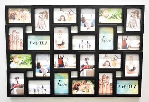 DEENZ 24 Picture Multi Aperture Photo Frame For 24 Photos Holds 6x4 Home Decoration, Living Room, Bedroom Room, Eye-Catching Design (Black)