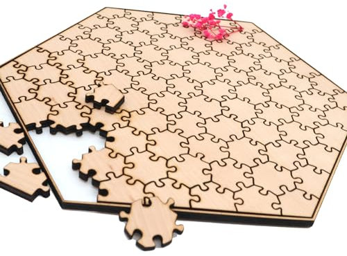 Holzpuzzle, unbehandeltes blanko Puzzle zum selbst bemalen, rohe Puzzle Teile, kreativ gestalten, pädagogisch wertvoll, 91 Teile ab 3+ Plus
