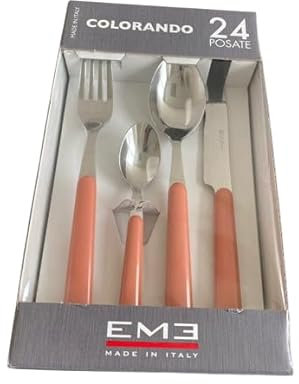CONFEZIONE POSATE 24 PEZZI EME MADE IN ITALY SET DI POSATE COLORANDO (ALBICOCCA)