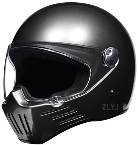 Casco Integral Motocicleta Vintage, Casco Motocross, Scooter Convertible Retro Clásico Crash Racing Rally Touring Casco Aprobado por ECE G,Large