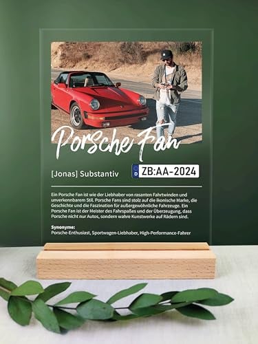 Porsche Fan Geschenk personalisiert - Acryl Geschenk - Definition: Porsche Fan - Für Fans der Autoschmiede