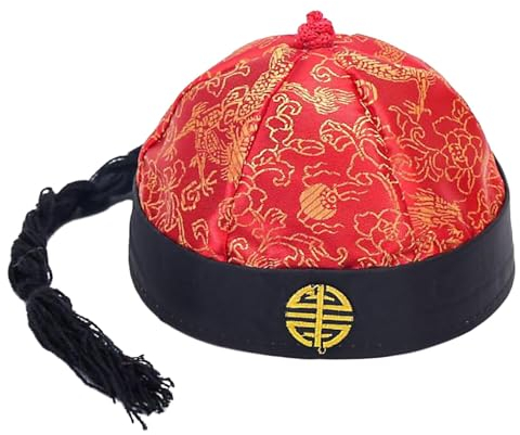 Baoblaze Chinesischer orientalischer Hut, chinesischer Kaiser-Hut, chinesischer Hut, Vermieter-Hut, Party-Kostüm-Kappe für Bühnenaufführung, Show, Karneval, rot und Schwarz