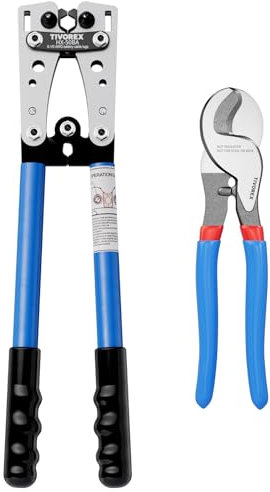 Tivorex Batteriekabel Drahtschuh Crimpzange für AWG 8-1/0 Heavy Duty Draht Kupfer Lugs, Elektrische Lug-Crimper mit Kabelschneider