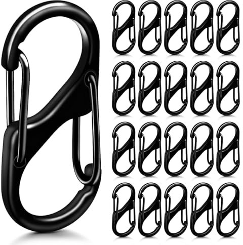 20pcs S Shaped Double Snap Hooks - Small Anti Theft Mini Carabiner Clips, Dual Spring Opening Keychain Clip for Camping, Traveling, Outdoor Sports