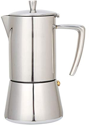 OQHAIR Caffettiera con beccuccio 300 ml 6 Tazze in Acciaio Inossidabile Piano Cottura Moka Macchina per caffè Espresso caffettiera Moka Fondo Largo casa caffè a Mano teiera bollitore vers