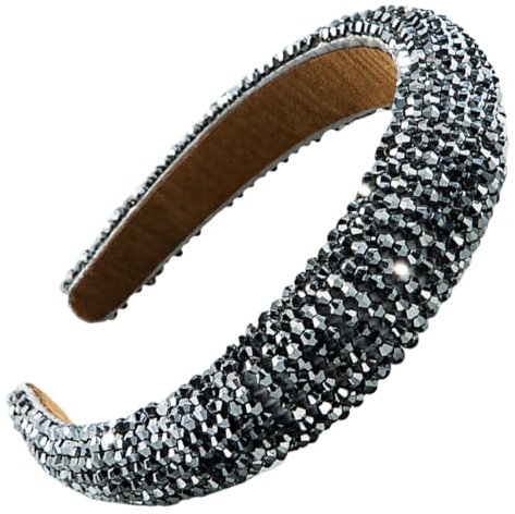 scicent Headband Strass-Stirnbänder Glitzernd Haarreifen Kristall-Glitzer Modisch Kopfhände Dick Gepolstert Breiter Haarreif Vintage Einfarbiges Haarband Frauen Mädchen - 26820