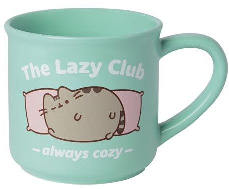 Enesco Pusheen The Cat The Lazy Club Always Cozy Coffee Mug, 18 Ounce, Green