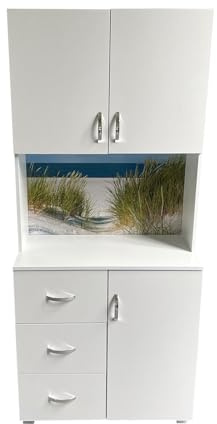 HTI living Schrank mit bedruckter Rückwand Düne Highboard 6 Regalfächer 3 Schubladen