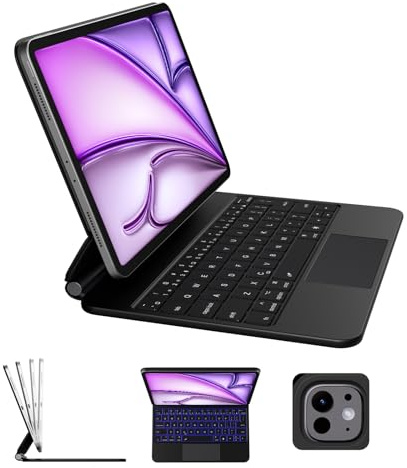 riwezox iPad Keyboard Case, Magic Keyboard for iPad Pro 13 Inch 2024(M4), Multi-Touch Trackpad, Easy-Set Magnetic Stand, Comfortable Typing, 2.16lbs-Black