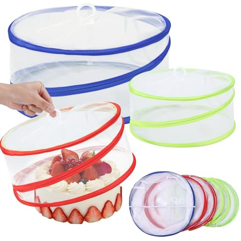 Zaxiva Obsthaube Gegen Fruchtfliegen Pop-Up-Abdeckungen für Lebensmittel, 6er-Set, Fliegenhaube Gitter zum Braten, mit Griffen, abdeckhauben in 3 Größen für Picknicks, Outdoor-Fiestas, Grillen