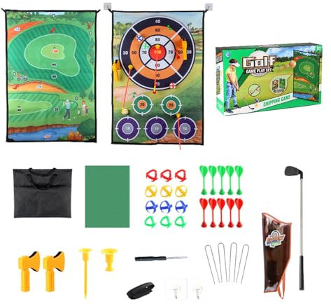 Chip-and-Stick-Golfspiel, Golf-Dart-Chipping-Spiel | Doppelseitige Golf-Chipping-Spiel-Übungsmatte | Große Dartbrettmatte, Stick-Chip-Spiel, Golf-Trainingsmatten-Set für Erwachsene, Hof, Familienspiel