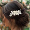 Evlry Braut Haarschmuck Weiß Blumen Hochzeit Haarspange Perlen Haare Brautschmuck für Damen