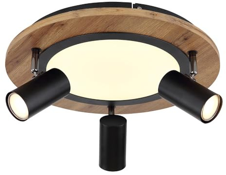 Ceiling Light 3 Levels Ceiling Light Spotlight Pivoting Wood 3x GU10 1x LED 15 W 1300 lm Warm White Diameter 40 x 18 cm