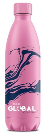 BWT Climate Bottle Think Global Drink Local - Farbe: Pink | Wasserflasche | Sport Trinkflasche | Flasche aus Metall | Thermosflasche 500ml aus Edelstahl | auslaufsicherer Drehverschluss