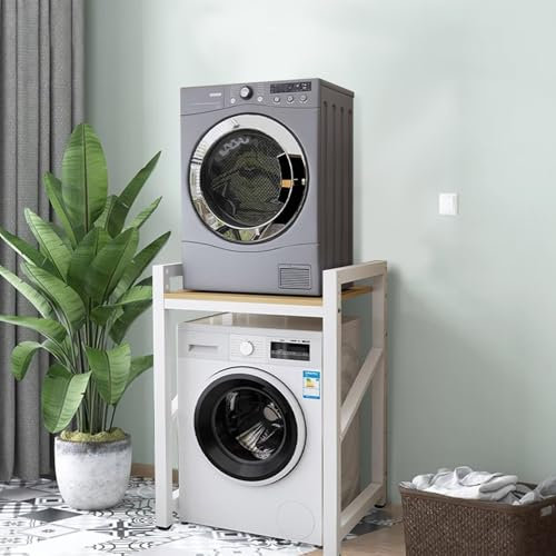 Washer Dryer Stack Stand Stacking Kit with ShelfOver Washer Storage Rack Unit 400KG Load Capacity for Front Loader Washing Machines and Tumble Dryers