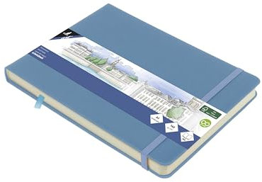 Skizzenbuch Kangaro A5 landscape Sky Blue PU Hardcover 80 Blatt 140 Gramm cremefarbenes Papier mit Gummiband und Band