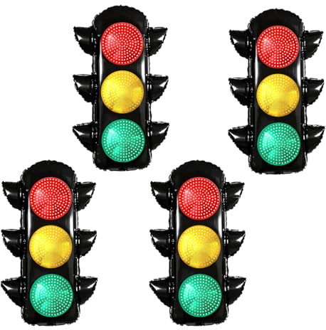 4 x Ampelballon, Rennauto, Geburtstagsdekoration, rot, gelb, grün | Ampel-Folienballons, Auto-Party-Dekorationen, Renn-Themenballons, Fahrzeuggeburtstagsbedarf, Bremslichtballons
