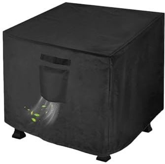 Housse de brasero imperméable – 81 x 81 x 61 cm – Revêtement en PVC robuste – Protection UV – Bouclier de foyer carré pour terrasse, balcon, terrasse, voyage, camping