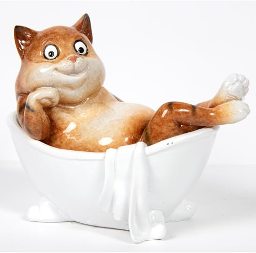 Lesser & Pavey Novelty s Cat Bathtime Decor Figurine | Freestanding Display, Charming Interior Accent, Quality Finish, Ideal for Home and Office Decor, Wonderful Present