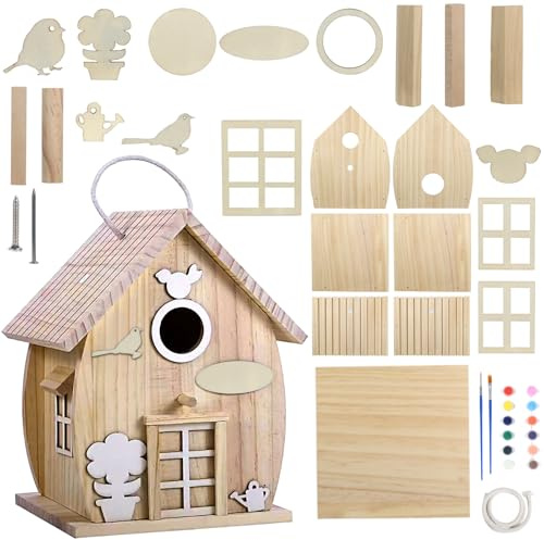 Kit di costruzione casetta per uccelli per bambini, casetta per uccelli da colorare, costruire e decorare cassette nido, set di fai-da-te in legno, kit DIY per bambine, bambini e bambini piccoli