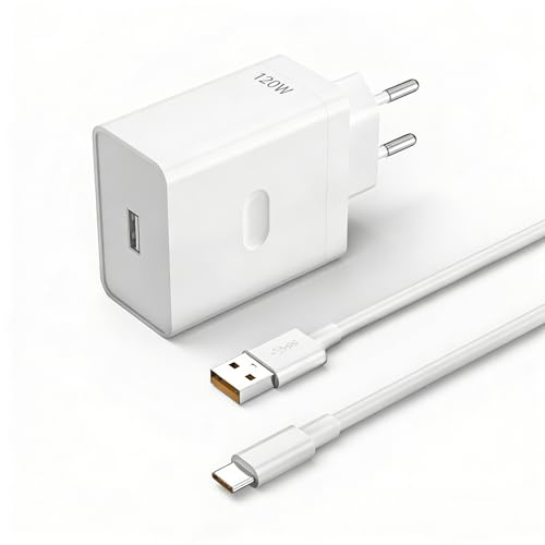 Cargador USB C 120W con 1.5m Cable, Compatible con SUPERVOOC para realme GT | Compatible con realme GT 8 Pro, GT 7 Pro, GT 6, GT 6T y OnePlus 13, 12R, para OPPO Find X8, X7, X6, X5, Reno13/13R, 12/12R 11