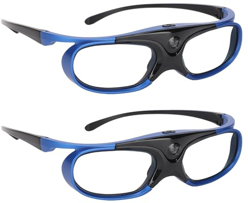 VBESTLIFE Lunettes DLP Link Actives 3D, 2 Pièces, Lunettes à Obturateur Actif 3D Rechargeables 144Hz, Universelles pour Tous Les Projecteurs DLP Link
