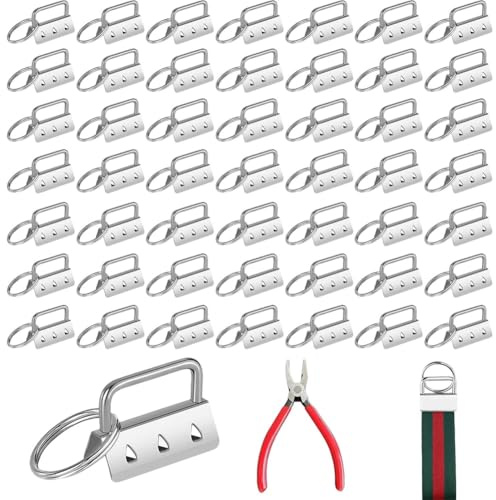 PokFhgur Lanyard Blanket Pack of 50 Blank 32 mm Key Ring Hardware Set, Clamp Lock for DIY Lanyards,Bracelets