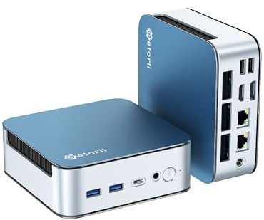 Getorli Mini PC, AMD Ryzen 5 6600H (Beats 5825U/7430U), 16G LPDDR5 512G NVMe SSD, Desktop Mini Computer with WiFi 6 BT 5.3, Triple 4K Display, Dual LAN for Home Office/Business/Education/Light Gaming