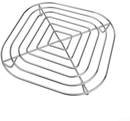 Großer quadratischer Edelstahl-Dampfgitter, kompatibel mit beliebten Heißluftfritteusen-Crispi-Modellen, für ofen- und spülmaschinenfest, Kochen, Silber, 20,5 cm