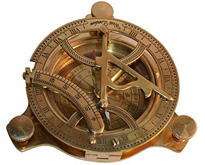 Massivem Messing Sonnenuhr Kompass 7,6 cm
