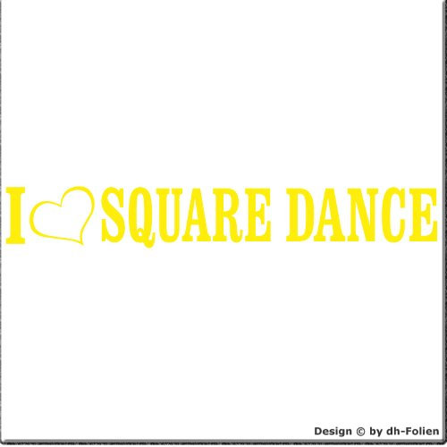cartattoo4you® AL-00336 | I Love (als Herz) Square Dance | Autoaufkleber Aufkleber Farbe Citrus, in 24 Farben erhältlich, glänzend 20 x 3 cm Waschstrassenfest, Motiv Copyright by dh-Folien