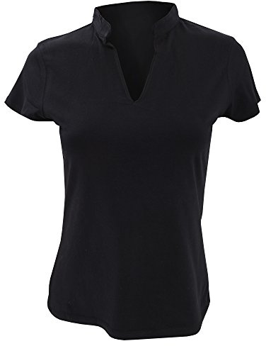 Kustom Kit Ladies Corporate Short Sleeve V-Neck Mandarin Collar Top (16-18) (Black)