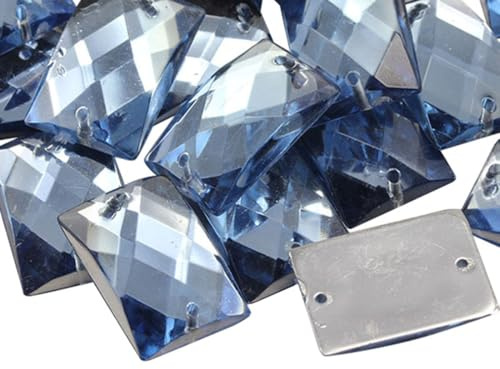 Allstarco 25x18mm (1x23/32) Blue Light Sapphire Sew-On Gems | 18 pieces, Two-hole Flat Back Rhinestones, ideal for clothing, dancewear, costumes, shoes