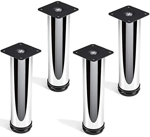 Set de 4 x SO-TECH® Pied de meuble Jim Ajustable Chromé Ø 50 mm Hauteur 200 mm Capacité de levage très haute grâce à