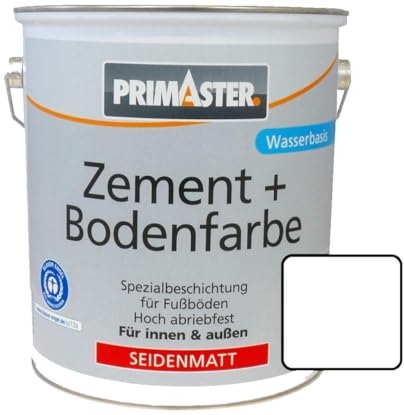 Primaster Zementfarbe und Bodenfarbe 750ml Weiß Seidenmatt Betonfarbe