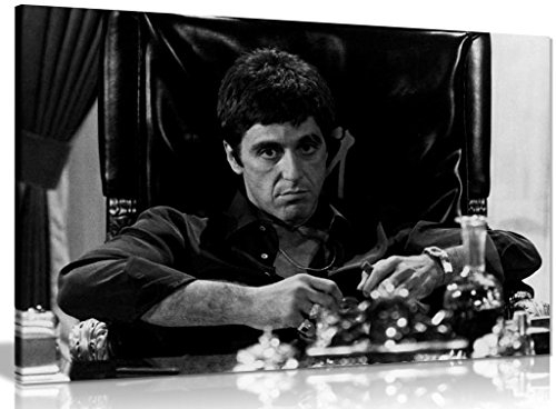 Wandbild, Motiv: Scarface, Al Pacino als Tony Montana, Kunstdruck auf Leinwand, A1 76x51 cm (30x20in)