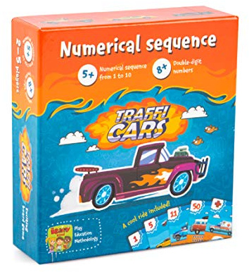 The Brainy Band Trafficars - Lernspiel für Kinder, Autos und Zahlenreihen, Zählen, Rechnen, Kartenspiel, Zahlenreihen bilden, Mathe, Mathespiel für Schüler ab 6 Jahren