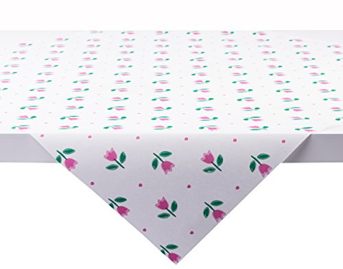 Sovie Home Tischdecke Tilly aus Linclass Airlaid, 80 x 80cm, 1 Stück, Design mit kleinen roten Tulpen auf weißem Grund, Frühjahrsdeko, Ostern, Festliche Tischdeko