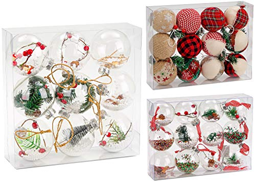 BRUBAKER 9-teiliges Set Acryl Weihnachtskugeln Christbaumkugeln transparent durchsichtig - befüllt - Ø 10 cm - Christbaumanhänger