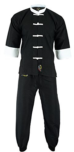 Playwell Elite Kung Fu Ultra Light Microfibre Black/White Uniform Childrens (000/110cm)