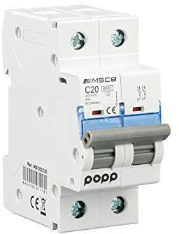 POPP® Interruptor Automático Magnetotérmico industrial CURVA C 1P 2P 3P + 6A 10A 16A 20A 25A 32A 40A 50A 63A … (2P, 20A)