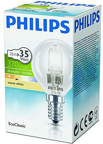 Philips 28 W Halogen EcoClassic E14 230V P45 Golf Ball - Pack of 2 Bulbs