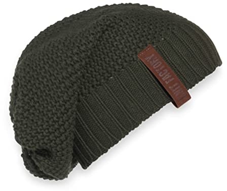 KNIT FACTORY - Coco Mütze - Strickmütze für Damen und Herren - Slouch Beanie - Wintermütze mit Wolle - Hochwertige Qualität - Khaki