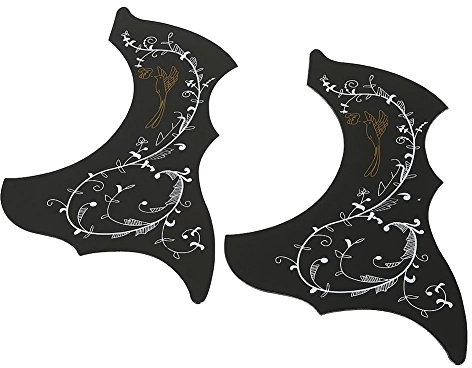 Bnineteenteam 2 Stücke Akustikgitarre Pickguard Pick Guards Selbstklebende Ersatzteile Scratch Platte Passt für 41 Gitarre(Schwarz) Musikinstrumentenzubehör